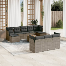 vidaXL 11 részes szürke polyrattan kerti ülőgarnitúra párnákkal kerti bútor
