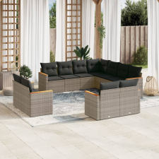 vidaXL 11 részes szürke polyrattan kerti ülőgarnitúra párnákkal kerti bútor