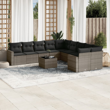 vidaXL 11 részes szürke polyrattan kerti ülőgarnitúra párnákkal kerti bútor