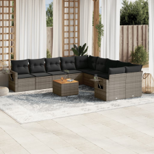 vidaXL 11 részes szürke polyrattan kerti ülőgarnitúra párnákkal kerti bútor