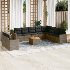vidaXL 11 részes szürke polyrattan kerti ülőgarnitúra párnákkal kerti bútor