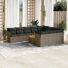 vidaXL 11 részes szürke polyrattan kerti ülőgarnitúra párnákkal kerti bútor