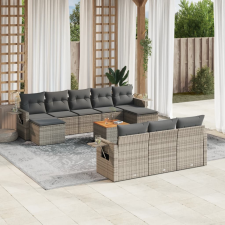 vidaXL 11 részes szürke polyrattan kerti ülőgarnitúra párnákkal kerti bútor