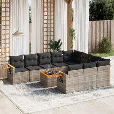 vidaXL 11 részes szürke polyrattan kerti ülőgarnitúra párnákkal kerti bútor