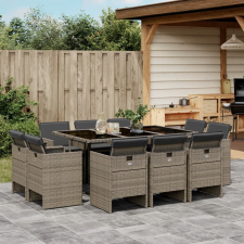 vidaXL 11 részes szürke polyrattan kerti ülőgarnitúra párnákkal kerti bútor