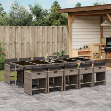 vidaXL 11 részes szürke polyrattan kerti ülőgarnitúra párnákkal kerti bútor
