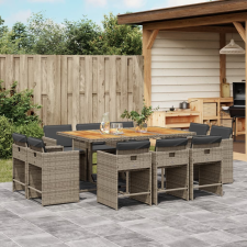 vidaXL 11 részes szürke polyrattan kerti ülőgarnitúra párnákkal kerti bútor