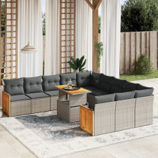 vidaXL 11 részes szürke polyrattan kerti ülőgarnitúra párnákkal kerti bútor