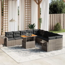 vidaXL 11 részes szürke polyrattan kerti ülőgarnitúra párnákkal kerti bútor