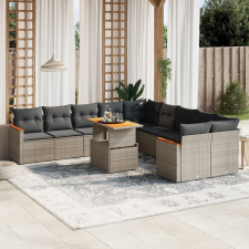 vidaXL 11 részes szürke polyrattan kerti ülőgarnitúra párnákkal kerti bútor