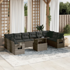 vidaXL 11 részes szürke polyrattan kerti ülőgarnitúra párnákkal kerti bútor