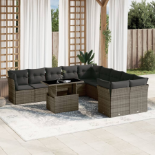 vidaXL 11 részes szürke polyrattan kerti ülőgarnitúra párnákkal kerti bútor