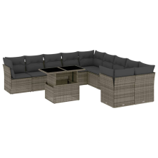 vidaXL 11 részes szürke polyrattan kerti ülőgarnitúra párnákkal kerti bútor