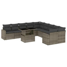 vidaXL 11 részes szürke polyrattan kerti ülőgarnitúra párnákkal kerti bútor