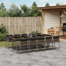vidaXL 11 részes szürke polyrattan kerti ülőgarnitúra párnákkal kerti bútor