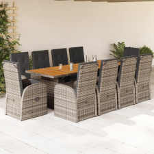 vidaXL 11 részes szürke polyrattan kerti ülőgarnitúra párnákkal kerti bútor