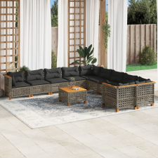 vidaXL 11 részes szürke polyrattan kerti ülőgarnitúra párnákkal kerti bútor