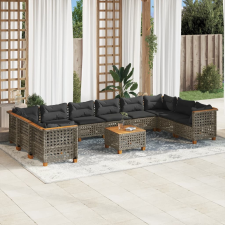 vidaXL 11 részes szürke polyrattan kerti ülőgarnitúra párnákkal kerti bútor