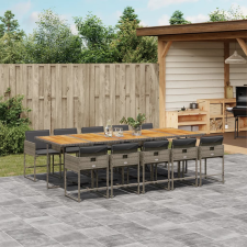 vidaXL 11 részes szürke polyrattan kerti ülőgarnitúra párnákkal kerti bútor