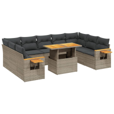 vidaXL 11 részes szürke polyrattan kerti ülőgarnitúra párnákkal kerti bútor