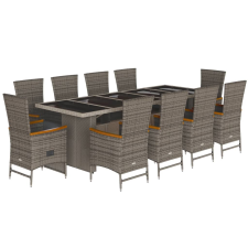 vidaXL 11 részes szürke polyrattan kerti ülőgarnitúra párnákkal kerti bútor