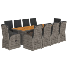 vidaXL 11 részes szürke polyrattan kerti ülőgarnitúra párnákkal kerti bútor