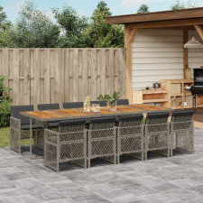 vidaXL 11 részes szürke polyrattan kerti ülőgarnitúra párnákkal kerti bútor