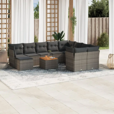 vidaXL 11 részes szürke polyrattan kerti ülőgarnitúra párnákkal kerti bútor