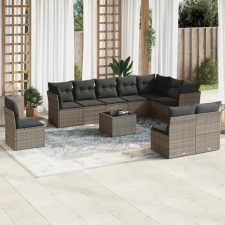 vidaXL 11 részes szürke polyrattan kerti ülőgarnitúra párnákkal kerti bútor