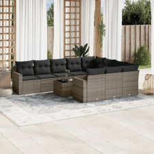 vidaXL 11 részes szürke polyrattan kerti ülőgarnitúra párnákkal kerti bútor