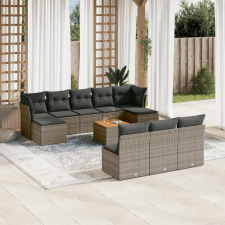 vidaXL 11 részes szürke polyrattan kerti ülőgarnitúra párnákkal kerti bútor