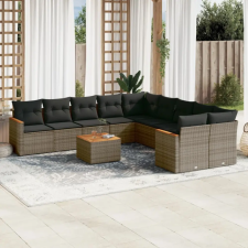 vidaXL 11 részes szürke polyrattan kerti ülőgarnitúra párnákkal kerti bútor