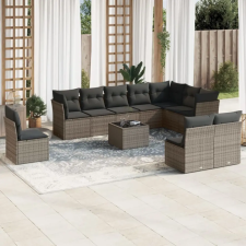 vidaXL 11 részes szürke polyrattan kerti ülőgarnitúra párnákkal kerti bútor