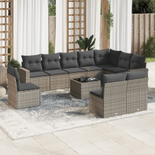 vidaXL 11 részes szürke polyrattan kerti ülőgarnitúra párnákkal kerti bútor
