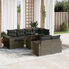 vidaXL 11 részes szürke polyrattan kerti ülőgarnitúra párnákkal kerti bútor