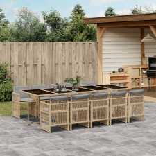 vidaXL 11 részes szürke polyrattan kerti ülőgarnitúra párnákkal kerti bútor