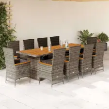 vidaXL 11 részes szürke polyrattan kerti ülőgarnitúra párnákkal kerti bútor