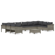 vidaXL 11 részes szürke polyrattan kerti ülőgarnitúra párnákkal (3187307) kerti bútor