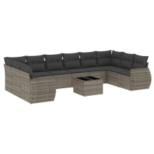 vidaXL 11 részes szürke polyrattan kerti ülőgarnitúra párnákkal (3221879) kerti bútor