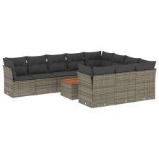 vidaXL 11 részes szürke polyrattan kerti ülőgarnitúra párnákkal (3223841) kerti bútor