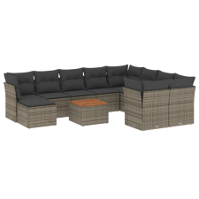 vidaXL 11 részes szürke polyrattan kerti ülőgarnitúra párnákkal (3223974) kerti bútor