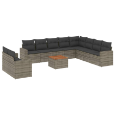 vidaXL 11 részes szürke polyrattan kerti ülőgarnitúra párnákkal (3224198) kerti bútor