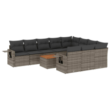 vidaXL 11 részes szürke polyrattan kerti ülőgarnitúra párnákkal (3224744) kerti bútor