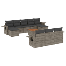 vidaXL 11 részes szürke polyrattan kerti ülőgarnitúra párnákkal (3224786) kerti bútor