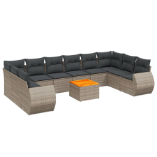 vidaXL 11 részes szürke polyrattan kerti ülőgarnitúra párnákkal (3225178) kerti bútor