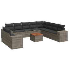 vidaXL 11 részes szürke polyrattan kerti ülőgarnitúra párnákkal (3225521) kerti bútor