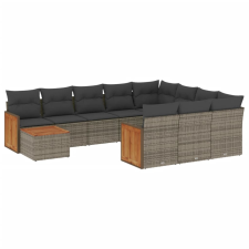 vidaXL 11 részes szürke polyrattan kerti ülőgarnitúra párnákkal (3228048) kerti bútor
