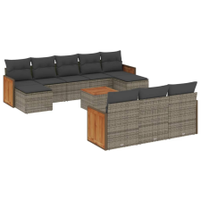 vidaXL 11 részes szürke polyrattan kerti ülőgarnitúra párnákkal (3228104) kerti bútor
