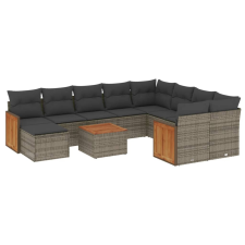 vidaXL 11 részes szürke polyrattan kerti ülőgarnitúra párnákkal (3228244) kerti bútor
