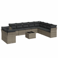 vidaXL 11 részes szürke polyrattan kerti ülőgarnitúra párnákkal (3249709) kerti bútor